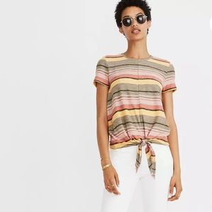 Madewell Texture and Thread Modern Tie Front Top in Kieran Stripe Size L